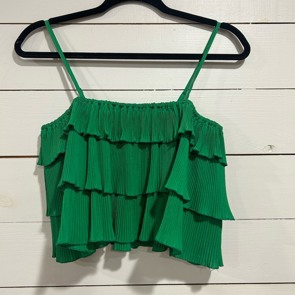 Green Ruffled Women's Top